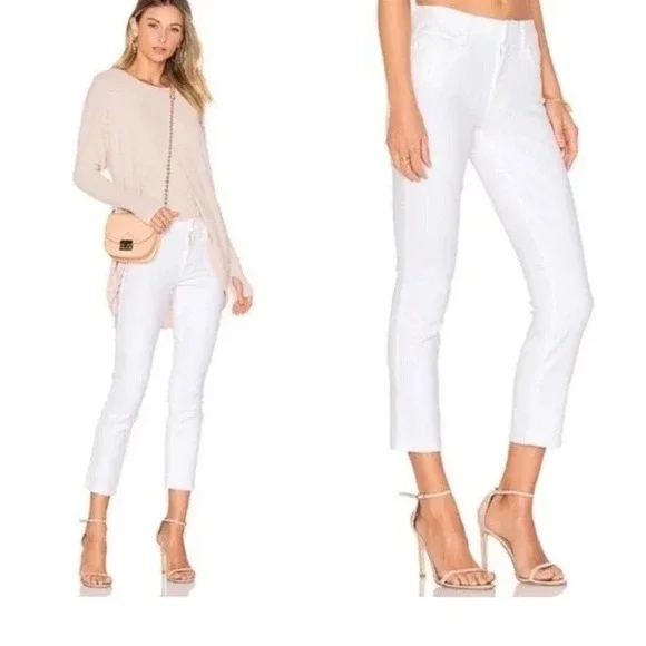 Mother The Looker Crop in Glass Slipper Jeans Women 25 White Slim Fit USA NWOT - Picture 1 of 14